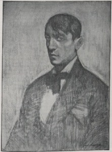 "Picasso portrait" made by Basque painter Gustavo de Maeztu. Vell i Nou Magazine, July 1917